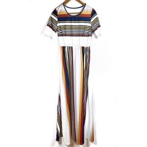 Long stripped multicolored dress; Size M